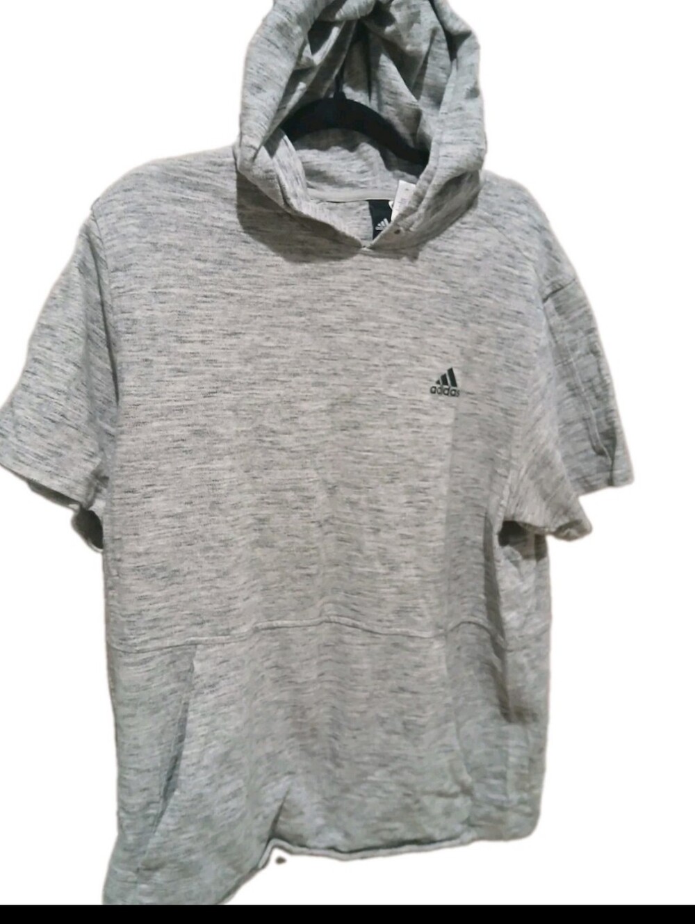 Adidas Men's Gray Short Sleeved Hoodie Top Size:XL